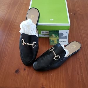 Black leather horse bit mules loafers Made in Italy size 38.5 Gucci lookalike